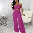 thumbnail image 3 of Scyoekwg Womens 2 Piece Sets Summer Outfits Elegant Sleeveless Round Neck Tops Wide Leg Pants Tracksuit Casual Sweatsuits Sets Loose Solid Color Trendy Matching Sets (Purple,S), 3 of 6