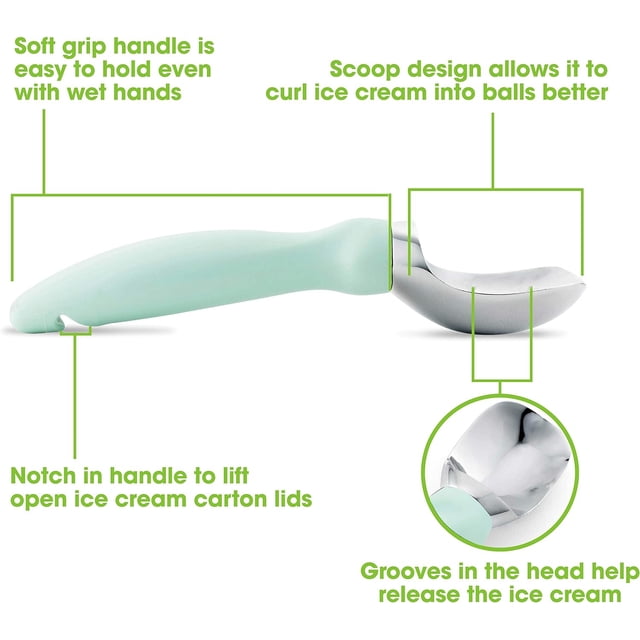 Cuchara para helado: acero inoxidable 18/8 resistente con mango de agarre suave