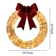 thumbnail image 2 of Christmas Artificial Wreath Decor,Handmade Ribbon LED Wreath Big Red Bow Garland for Front Door,Pre-lit Christmas Wreath for Home Door Wall Festival Holiday Christmas Decoration(19in), 2 of 7