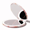 thumbnail image 6 of Fancii Mini Taylor Compact Makeup Mirror with LED Light, Rechargeable, 10x/1x Magnifying, 4” Wide Mirror for Purse (Marble Rosè), 6 of 11