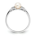 thumbnail image 2 of Solid 14k White Gold Genuine Freshwater Cultured Pearl Diamond Engagement Ring Size 5 (.01 cttw.), 2 of 6