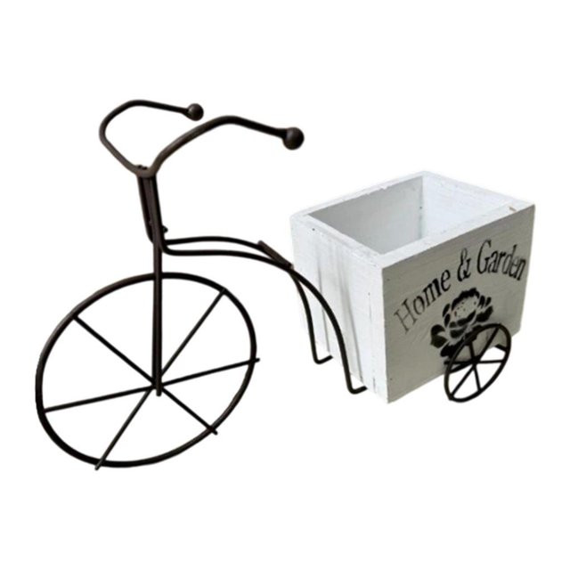 Maceta para bicicleta, maceta para bonsái, maceta creativa, soporte para plantas con forma de triciclo, jardinera para bicicleta Blanco