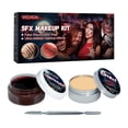 thumbnail image 1 of Kit de Gel de sangre falsa para cicatrices de Halloween, maquillaje, cera para la piel, efectos especiales, escenario de Halloween, cicatriz de moldeo de heridas falsas con espátula, 1 of 8