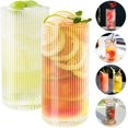 thumbnail image 2 of 2Pcs Drinking Glasses Vintage Ribbed Glass Cups Reusable Glass Drinking Tumblers Clear Drinking Glassware Cocktail Glasses Set Dishwasher Safe Whiskey Glasses for Whisky Tea Beer Coffee 1, 2 of 11