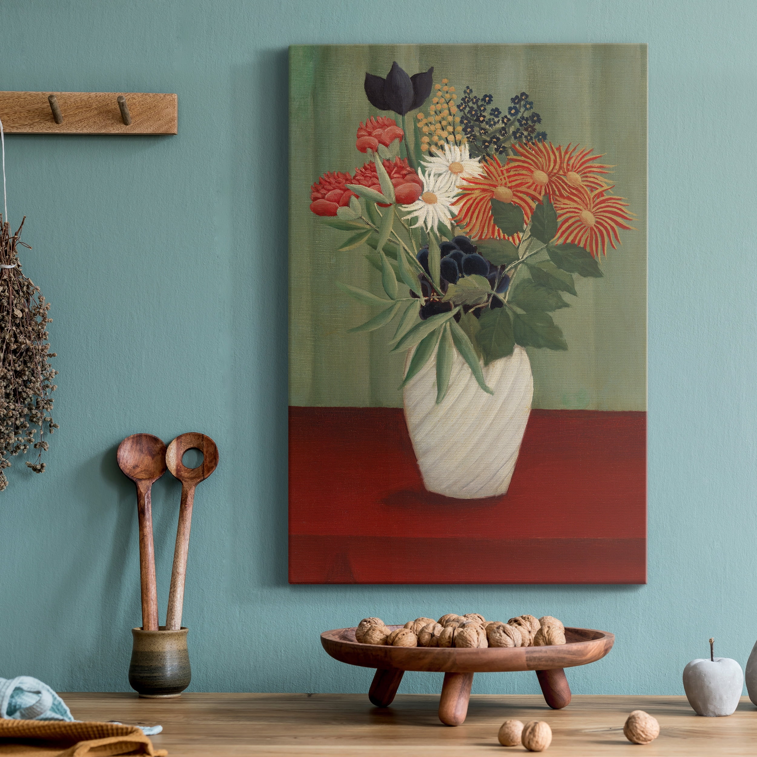 Bouquet of Flowers with China Asters and Tokyos Premium Gallery Wrapped Canvas - Ready to Hang - 40 x 60