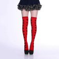 thumbnail image 3 of Halloween Women Thigh High Stockings Funny Poker Card Suit Plum Flower Heart Print Over Knee Long Socks Cosplay Costume,B, 3 of 3