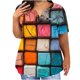 thumbnail image 1 of Plus Tamaño de las Mujeres Blusas, Cuello en V Casual Suelto Manga Corta Superior, Impresión Blusa Poliéster Spandex, 1 of 8