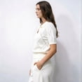 thumbnail image 6 of Women'S Short Sleeve Po-Lo Sweater Knit V Neck Pullover Shirt Summer Top White L, 6 of 9