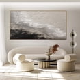 thumbnail image 3 of Large white and brown abstract painting, white 3D textured wall art, white and black minimalist painting, white wall art decor,(91*183cm)36*72 Inches,Unstretched,Frameless, 3 of 4
