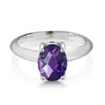 thumbnail image 2 of Gem Stone King 925 Sterling Silver Purple Amethyst Solitaire Engagement Ring for Women | 1.60 Cttw | Oval Checkerboard 9X7MM | Gemstone February Birthstone | Size 9, 2 of 4