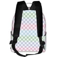 thumbnail image 3 of Lsque Colorful Checkerboard Pattern Backpack – School Travel Canvas Daypack with Ergonomic Padded Straps, Multiple Compartments & Leather Handle, 3 of 5
