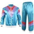 thumbnail image 2 of VBTAPA Men's 80s Tracksuit 90s Shell Suit Vintage Hip Hop Windbreaker Retro Tracksuits Disco Party Outfits Carnival Costumes Blue S, 2 of 3