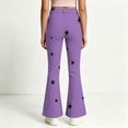 thumbnail image 6 of Spazoro Girls Flare Pants with Pockets, Loose Fit Star Print Button Closure Flare Leg Zip Up Casual Bell Bottom Trousers Purple Size 6-7, 6 of 8