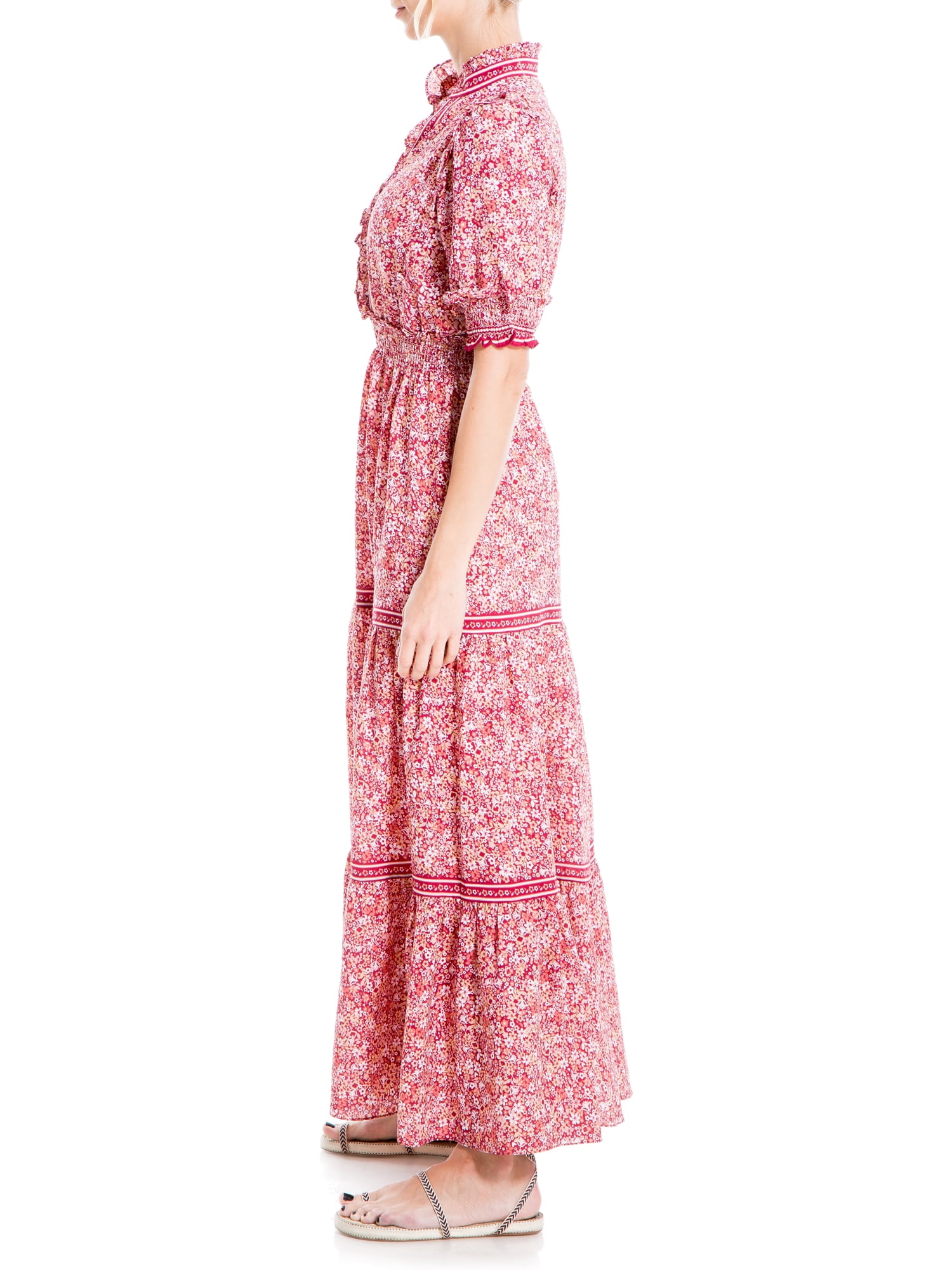 Max Studio Women's Printed Crepe Tiered Maxi Dress