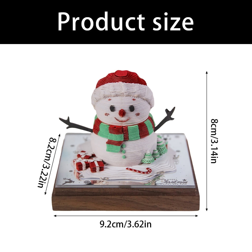 PatungKu 2026 Daily Calendar Paper Sculpture Snowman Calendar With Acrylic Base Tearable Note Paper Pad For Holiday Decoration