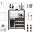 thumbnail image 3 of NEILA Farmhouse Wine Bar Cabinet with Detachable Wine Rack – Gray Kitchen Buffet Cabinet with Glass Holder and Mesh Door, Ideal for Living Room and Bar, 3 of 8
