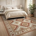 thumbnail image 3 of ODIKA 8'x10' Washable Area Rug Boho Muted Large Ochre Tones Traditional Cream Farmhouse Bohemian for King Size Bedroom Under Bed, Master Suite, Non-Shedding, Easy Care, 3 of 7