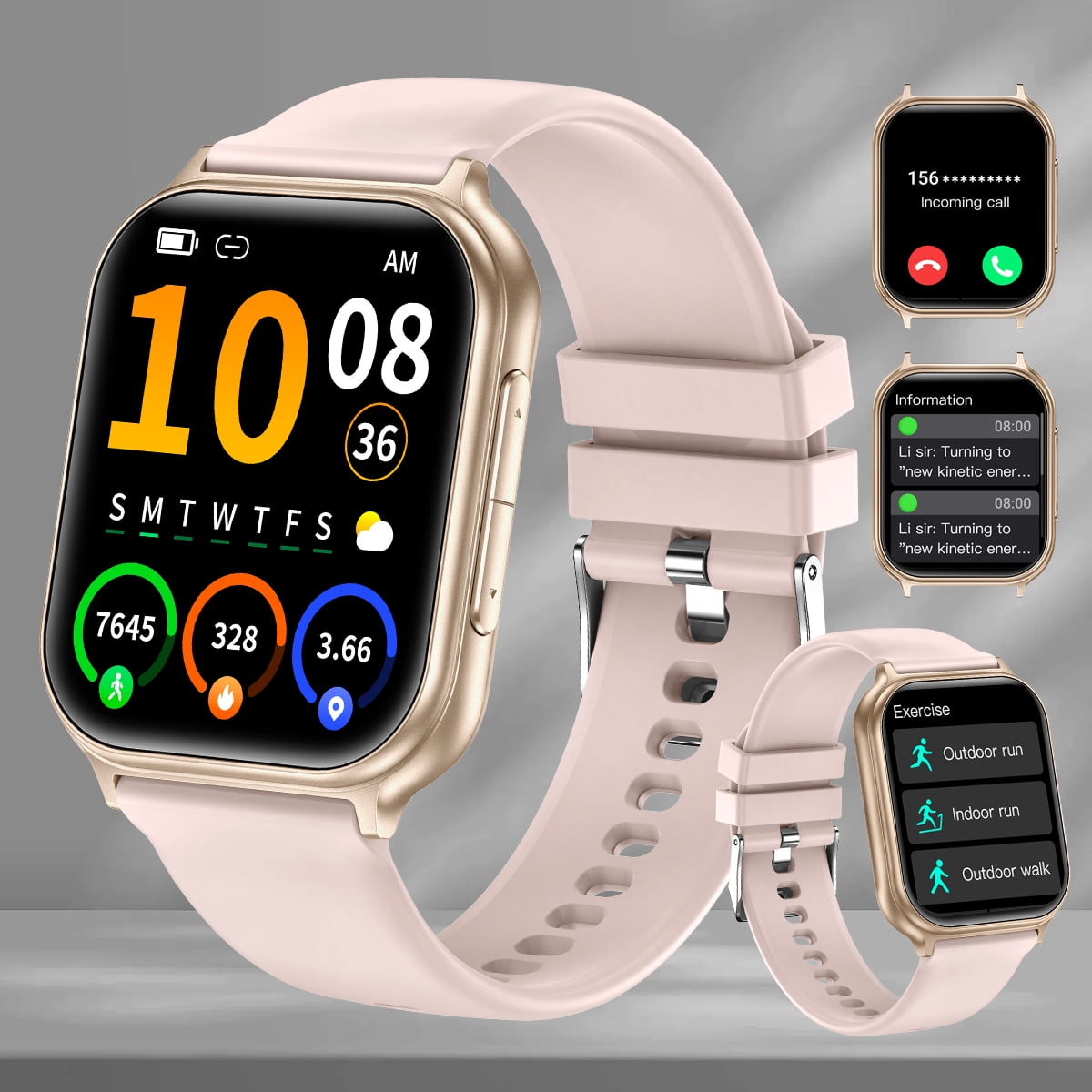 Smart Watch 700mAh Bluetooth Call(Answer/Make) IP68 Waterproof Fitness Tracker Smartwatches for Android Ios women men watch