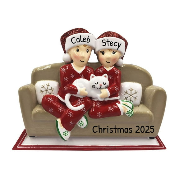 Personalized First Christmas Ornament Couple 2024 - First Christmas Together Ornament 2024 - Cat with Couple Ornament, Our First Christmas Together 2024 - Free Customization