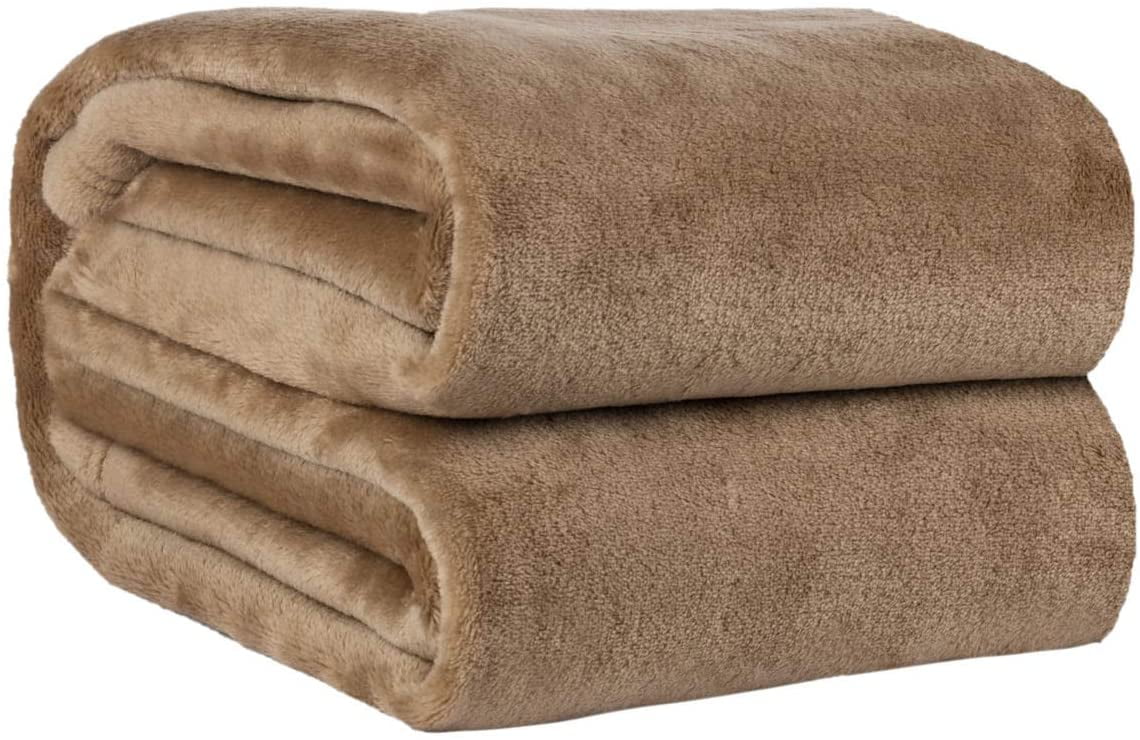 50 x 60 Inches All Season Use LEWONDER Flannel Fleece Throw Blanket for Sofa Couch Taupe Waffle Textured Throw Warm Cozy Microfiber 