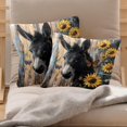 thumbnail image 2 of MUOOUM Donkey Butterflies Sunflowers Wooden Set of 2 Throw Pillow Covers Cases - 16" x 16" Square Decorative Cushion Covers for Sofa Couch Bed Home Decoration, 2 of 7