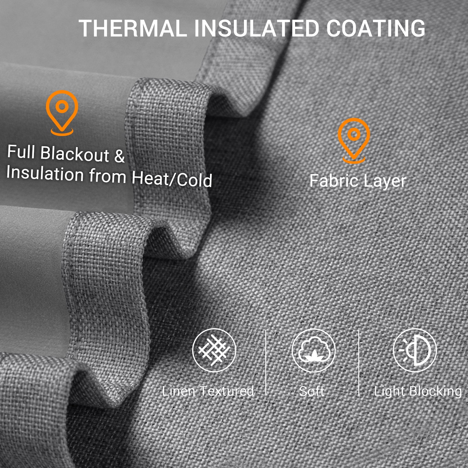 Blackout Curtains 2 Panels Set, Linen Textured Blackout Drapes, Thermal Insulated Curtains for Bedroom Living Room, W50" X L63" DarkGrey