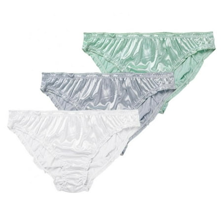 

Xmarks Women Satin Panties Low Waist Ruffle Milk Silk Underwear Comfortable Bikini Briefs Elastic Ladies Underpants Lingerie(3-Packs)
