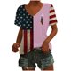 thumbnail image 3 of Tops Cortos para las Mujeres Día de la Independencia Patriótica Impreso Cuello en V, Manga Corta Top Casual para Diario, Fiesta Y Todas las Estaciones, 3 of 5