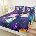 thumbnail image 3 of Manfei Cartoon Axolotl Twin Sheet Sets 3pcs for Kids, Cosmos Outer Space Twin Fitted Sheet, Nebula Astrology Planets Flat Sheet, Ultra Soft Home Decor, 3 of 6