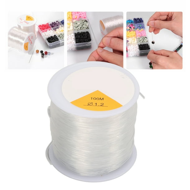 Spptty 1.2mm Crystal Line String DIY Handcraft Transparent Elastic Round  Clear Elastic String With 2 Beads Needle For Sewing,Clear Elastic String, Transparent Elastic Cord 