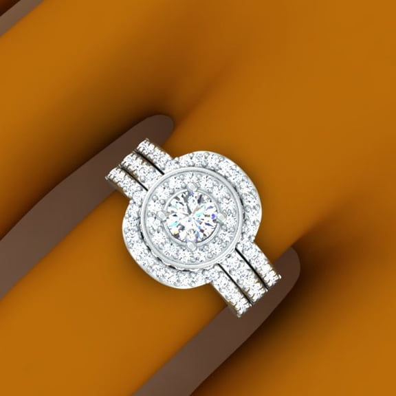 Dazzlingrock Collection 1.80 Carat (ctw) 14K Round White Diamond Bridal Halo Style Engagement Ring Set, White Gold, Size 8