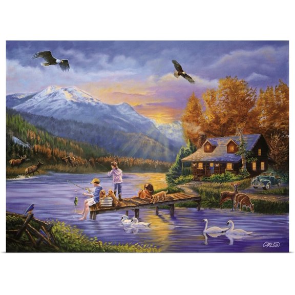 Great BIG Canvas | Rolled Cory Carlson Poster Print entitled Grandpa's Cabin