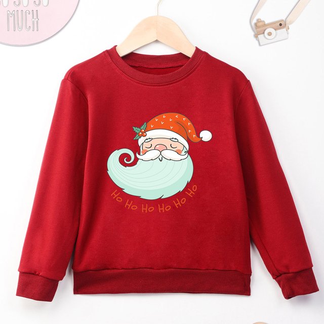 Sudadera con capucha de manga larga y cuello redondo para niños y niñas, ropa navideña con dibujos animados de Papá Noel, color rojo, para festivales, hogar y Navidad