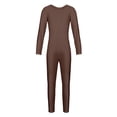 thumbnail image 4 of Jowowha Youth Big Girls' Classical Long Sleeves Full Length Gymnastics Dance Jumpsuit Unitard Leotard Brown S, 4 of 9