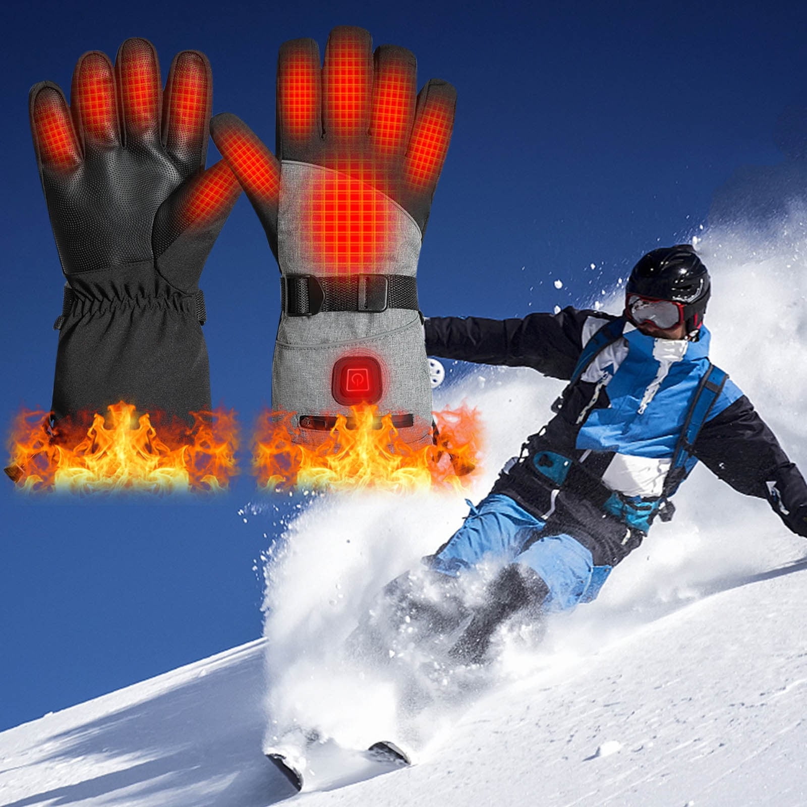 AHTJRT Men's Heated Gloves Electric Hand Warmers with 3 Heating Levels Winter Thermal Outdoor Skiing Riding Biking Running Gloves Dark Gray Free Size