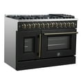thumbnail image 2 of Forno Galiano 48-inch French Door Dual Fuel Range, Black  Antique Brass Design, 8 Sealed Burners - 107,000 BTU, Griddle, 6.58 cu.ft. Double Ovens, 2 of 5