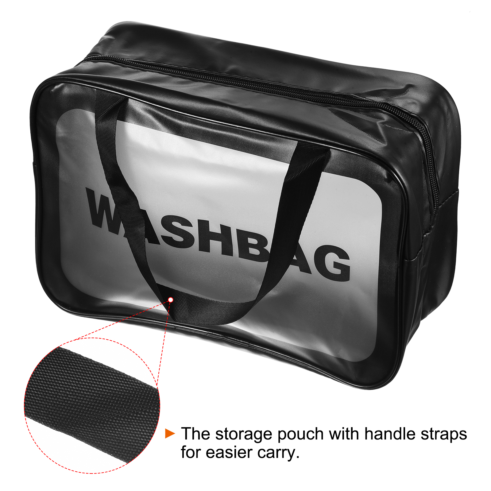 Uxcell 8.3"x11.8"x5.1" PVC Clear Toiletry Bag Makeup Bags with Zipper Handle Black 3 Pack - image 4 of 5