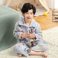 thumbnail image 1 of Pijamas gruesos de franela para niños y niñas, cárdigan de manga larga con solapa, para otoño e invierno, navidad, 1 of 4