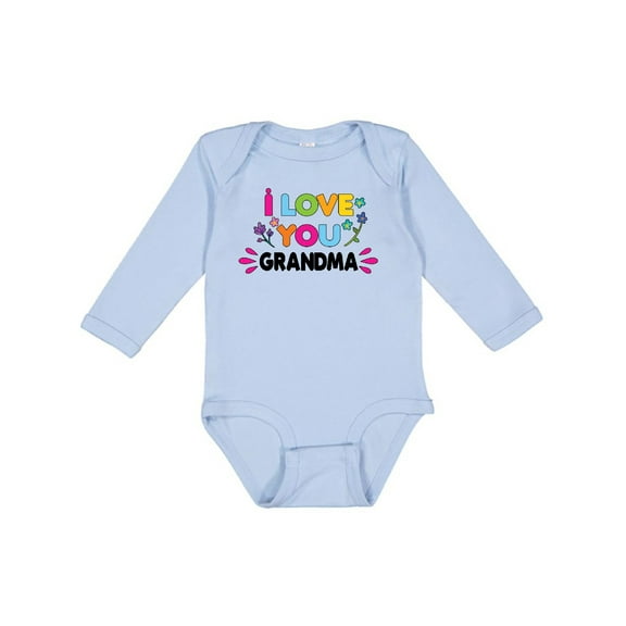 Inktastic I Love You Grandma with Flowers Girls Long Sleeve Baby Bodysuit