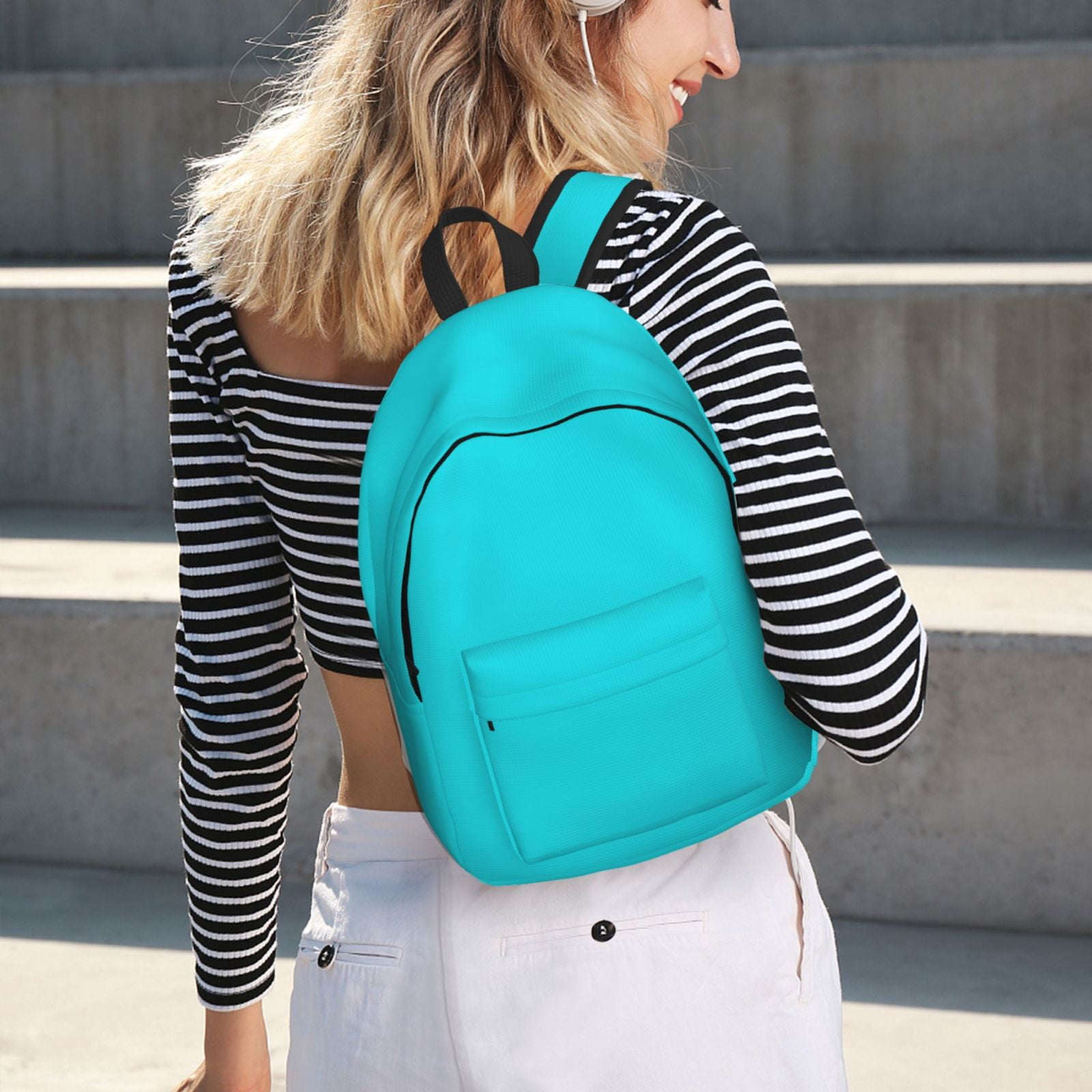 Rateoe Aqua Pattern Canvas College Laptop Backpack,Travel Daypack,Durable Rucksack Travel Notebook Bag School Backpack Book Bag for Men Women-Small