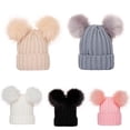 thumbnail image 3 of Gorro para padres nuevos, gorro de bebé con rosca de otoño e invierno europeo y americano, gorro tejido con bolas de pelo doble, gorro, 3 of 6