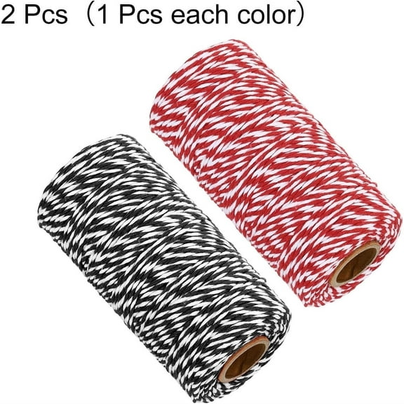 Multicolored Christmas Twine String,Cotton Bakers Twine,Cooking Butcher String,Gift Wrapping Bundle Rope,DIY Hand-woven Decorative Rope,for Christmas Holiday Party (2Roll)