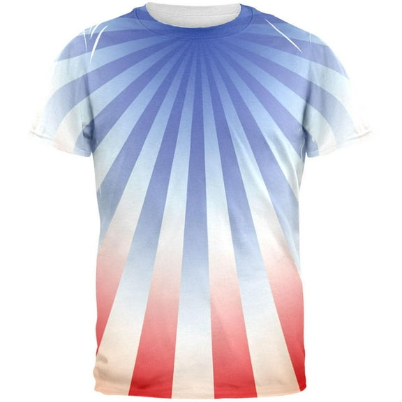 4th of July Patriot Starburst All Over Adult T-Shirt - 2X-Large