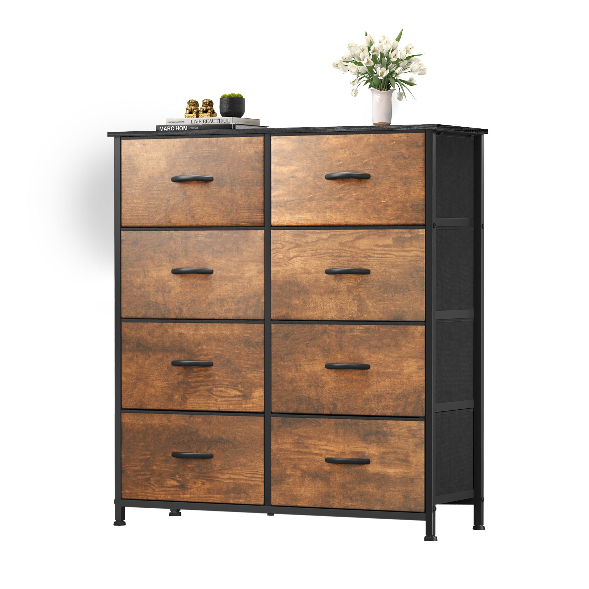 Uforic 8 Drawer Fabric Storage Dresser with Wooden Top & Steel Frame for for Adult
