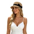 thumbnail image 2 of Wide Brim Sun Hat Boho Beach Outdoor Summer UPF Breathable Design, Khaki, 2 of 5