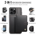 thumbnail image 2 of JEEHOOD Case For iPhone 16 Pro Max, RFID Blocking Compatible With MagSafe Detachable 2 In 1 Wallet With Snap fastening Card Holder,PU Leather Case,Kickstand Magnetic Protective Women Men Cover,Black, 2 of 8