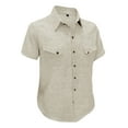 thumbnail image 5 of PiGOGI Men's Casual Short Sleeve Shirt Double Pocket Button Down Collar Beach Summer Top Beige S, 5 of 5