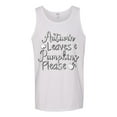 thumbnail image 2 of Wild Bobby Autumn Leaves and Pumpkins Please Black and White Distress Filter Halloween Men Tank Top, White, X-Large, 2 of 6
