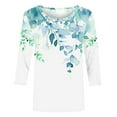 thumbnail image 4 of hxobax Womens Floral 3/4 Sleeve Tops Casual Crewneck Tshirts Summer Basic Tunic Tees Comfy Blouses, 4 of 5