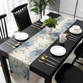 thumbnail image 3 of Blue Flowers Table Runner 108 Inches Long, Green Eucalyptus Floral Country Beige Kitchen Coffee Dining Table Decoration for Home Party Birthday Wedding Home Decor 13x108 Inches, 3 of 8
